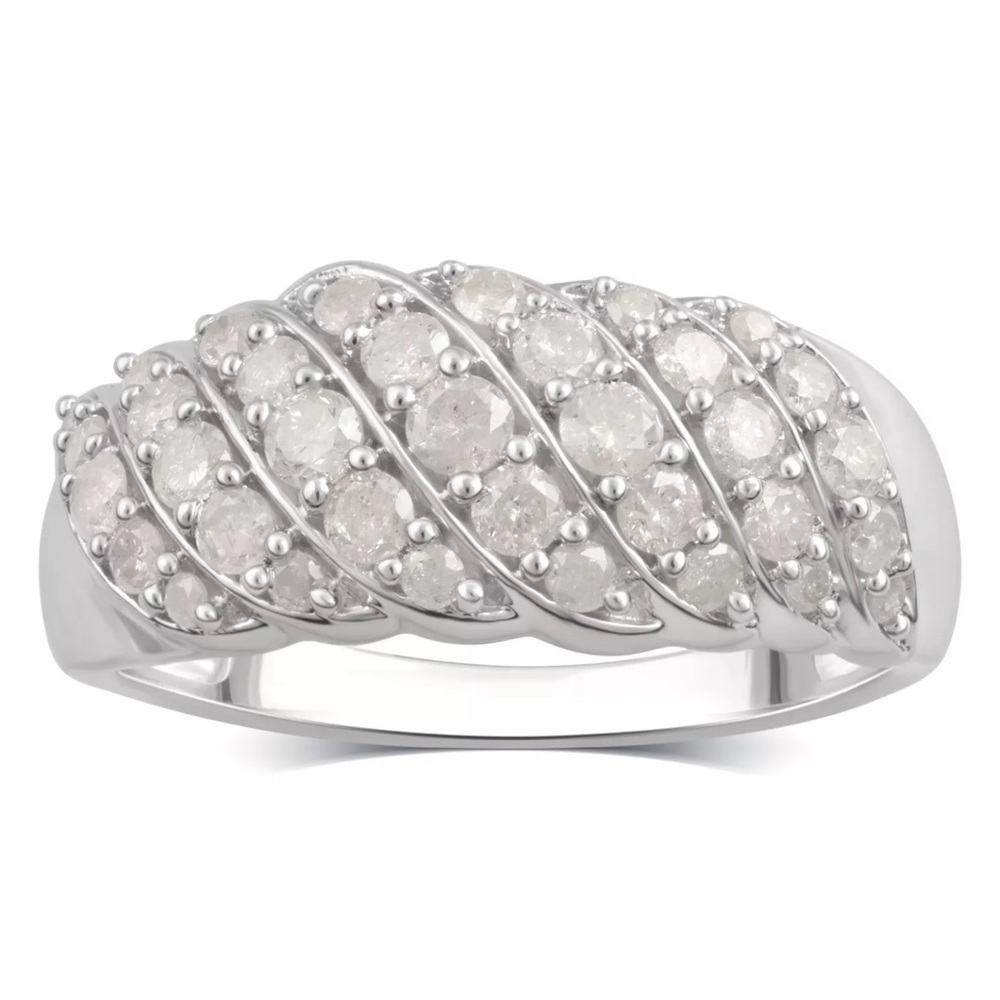 1.00 CTW Natural Diamond Sterling Silver Ring